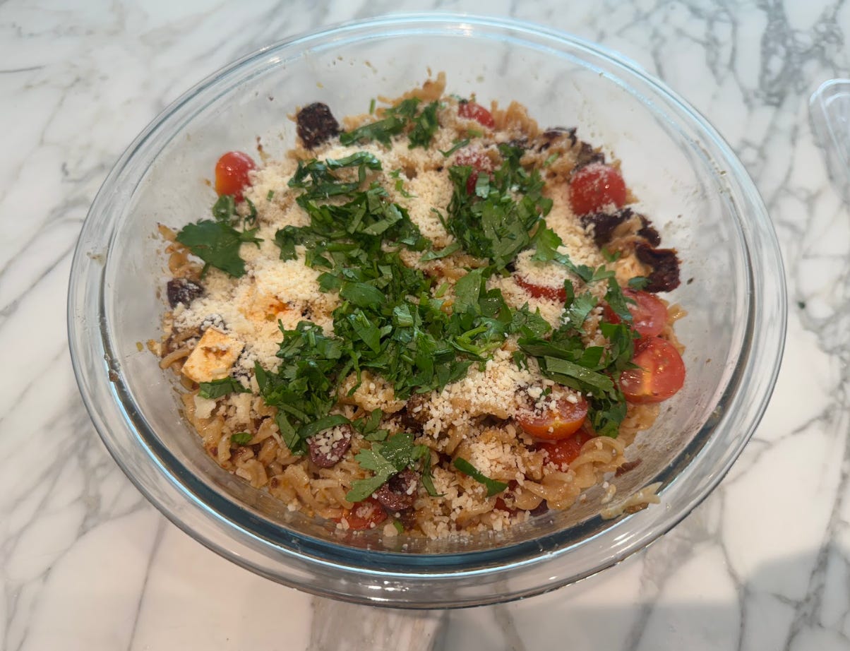 I made Ina Garten's easy pasta salad. It's so good that I'll be bringing it to every cookout this summer.